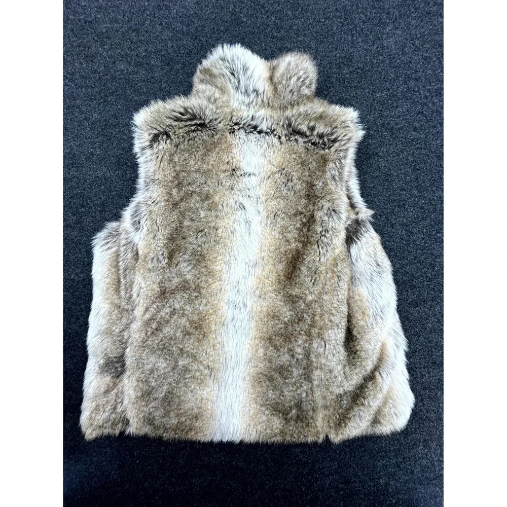 Weatherproof Reversible Vest Womens Large Tan Brown Full Zip Faux Fur Mock Neck - Picture 6 of 8